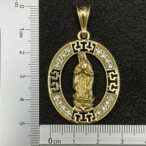 Großhandel Schmuck Frauen 14 Karat vergoldet hohle Jungfrau Maria Jungfrau Liebe Heilige religiöse Zirkon Anhänger Maria christliche Medaille - Product Image 3