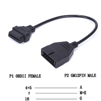 Cable Conector OBD2 de 12 PINES a 16 PINES Linkyou, 12V, para Autos GM, Herramienta de Diagnóstico Eléctrico, Material Plástico, 1 Año de Garantía