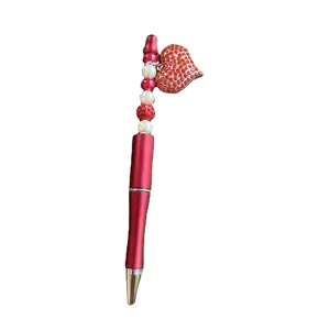 Nouveau stylo à bille personnalisé avec Logo sororité rouge blanc coeur géométrique rond pendentif stylo à bille Club bureau fournitures scolaires