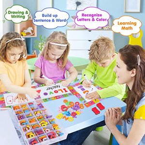 Juegos de Alfabetos Magnéticos en Inglés con Tablero Magnético, Juguetes Educativos de Aprendizaje para Niños, Bloques de Construcción de Letras Magnéticas - Product Image 3