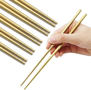 Palillos Chinos, Japoneses y Coreanos Personalizados de Acero Inoxidable Dorado con Logotipo Grabado con Láser - Product Image 2