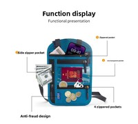 Lot de 2 porte-passeports en nylon anti-RFID, pochette de voyage dissimulée à porter autour du cou, pochette pour téléphone, pochette légère à porter sous les vêtements