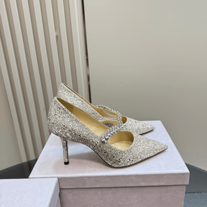 Zapatos de Tacón Alto Jimmy de Alta Calidad, Fáciles de Limpiar y Mantener, con Parte Superior Brillante de Diamantes, Adecuados para Diversas Ocasiones - Product Image 4