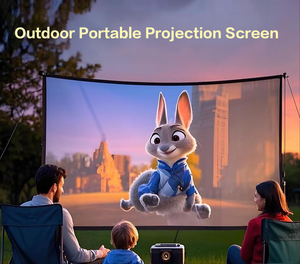 100-Inch 16:9 PVC <strong>Projection</strong> <strong>Screen</strong> Fast-Folding Outdoor Camping and Garden 4K Resolution for Outdoor Cinema Use - Product Image 3