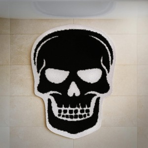 Alfombra de baño de lujo con diseño de <span class=keywords><strong>calavera</strong></span> de Halloween, antideslizante, de poliéster, resistente a las manchas, para decoración del hogar, baño y dormitorio - Product Image 3
