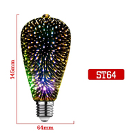 Ampoule LED électrique 3D effet feux d'artifice ST64, décorative en verre, culot E26, pour fêtes et entrepôts