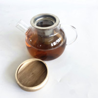En stock, PSC TP016-A, ensemble de vaisselle à café et à thé moderne et luxueux de 1000 ml, en verre borosilicate écologique fait à la main, avec couvercle en bambou
