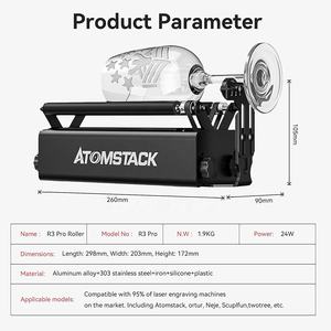 <span class=keywords><strong>ATOMSTACK</strong></span> Venta al por mayor <span class=keywords><strong>R3</strong></span> <span class=keywords><strong>Pro</strong></span> Aluminio Y-axis Rodillo rotativo Módulo de grabado 360 Rotar - Product Image 3
