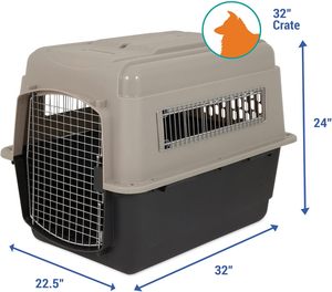 Safe Foldable Iron & Plastic Double Door Design Pet Cage <b>Dog</b> Carrier Super Large Space Air Transport Box with Wheels - Product Image 5