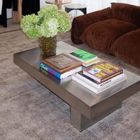 Table basse rectangulaire de luxe en acier inoxydable, style épuré, design unique, mobilier haut de gamme pour salon