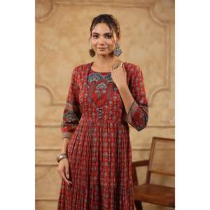 Indian Kurti Pant Manga tres cuartos Moda Ocasión Wear Print Kurtis En Precio al por mayor Nuevos diseños Mujeres - Product Image 5