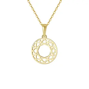 RINNTIN SAPN36 Factory Wholesale Exclusive 925 Silver Round Woven Hollow Charms Gold Pendant Chakra Necklace Jewelry for Women