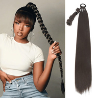 Extension de queue de cheval tressée synthétique Julianna avec élastique, queue de cheval droite à enrouler, extensions de cheveux synthétiques