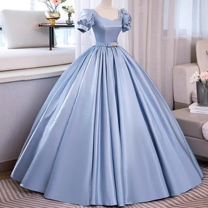 Blue Gray Long Ball Gown Women Stage Performance Costume With Label Adult Size - Product Image 1