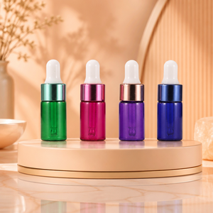 Custom Logo Luxury 10ml Essential <b>Oil</b> Glass Dropper <b>Bottle</b> with Shiny Metallic Collar and Pipette - Product Image 5