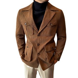 Abrigo Steampunk de Pana para <span class=keywords><strong>Hombre</strong></span>, de Longitud Media, Tejido Grueso, Elegante y Moderno, con Cuatro Bolsillos, para Caza y Negocios - Product Image 1