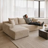 Canapé modulaire en L moderne beige, grand modèle, 3 places, inclinable, largement utilisé dans les salons et les halls d'hôtel