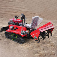 Tractor Agrícola Automático de 20hp con Orugas de Goma, Cultivador Rotatorio, Mini Tractor Agrícola con Control Remoto