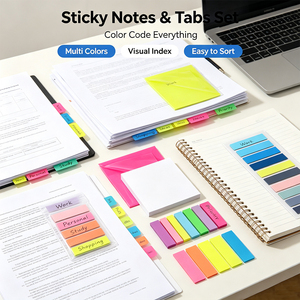 Ensemble de notes autocollantes et d'onglets SK, blocs-notes autocollants codés par couleur, marqueurs d'index, organisation multi-styles, faciles à utiliser - Product Image 4