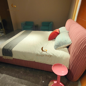 Cama Doble Moderna de Lujo, Tapizada en Cuero, con Base de Madera, Estilo Princesa - Product Image 4