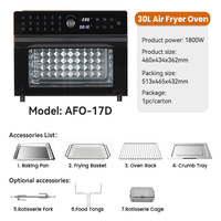 Nuevo Diseño 2026: Horno Freidora de Aire Inteligente Multifuncional de Acero Inoxidable 30L con Control Digital, Pantalla Táctil a Color y Ahorro de Energía, Fácil de Usar