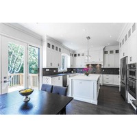 Meubles de cuisine modulaires classiques pour hôtels et hôtellerie, menuiserie, placage naturel, tambour, bois massif, comptoir stratifié, tiroir