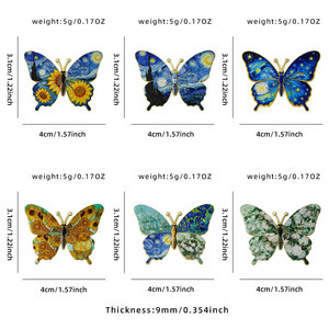 Pin de esmalte al por mayor personalizado, insignia metálica de mariposa con pintura al óleo de <span class=keywords><strong>Van</strong></span> <span class=keywords><strong>Gogh</strong></span>, pin de solapa artístico - Product Image 5