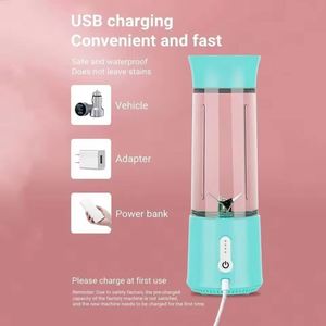 450Ml Rechargeable Portable Blender Freshly Squeezed <b>Juice</b> Mixer Personal Safety 6 Blades Mini Juicer - Product Image 3