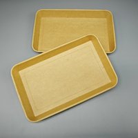 Assiettes jetables rectangulaires en papier kraft brun biodégradable pour boulangerie, hot-dogs, fête, barbecue, pique-nique, collations, salade de fruits, sushi