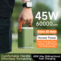 Batterie externe grande capacité à succès 100W 60000 mAh, quatre ports de sortie, affichage numérique, 45W 60000 mAh 100000 mAh