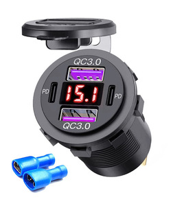 Caricatore Auto USB Rapido 12V-24V PD + QC3.0 a 4 Porte con Presa di Alimentazione e Voltmetro LED - Product Image 1