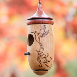 DD1111 Mini mangiatoia per uccelli personalizzata <span class=keywords><strong>Finch</strong></span> Nest decorazioni per esterni Swing Bird Food Organizer casa per colibrì appesa in legno - Product Image 5