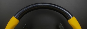 Volant personnalisé en cuir jaune et fibre de carbone avec palettes de changement de vitesse et bouton de démarrage/arrêt pour Audi A/<span class=keywords><strong>Q</strong></span>/S/RS Series - Product Image 3