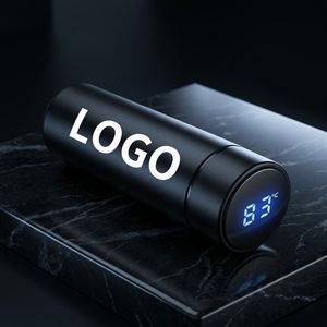 Bouteille d'eau intelligente personnalisée en acier inoxydable carrée avec affichage numérique de la température, design moderne, logo personnalisé pour les entreprises - Product Image 1