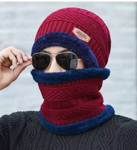 Chapeau de <span class=keywords><strong>randonnée</strong></span> tendance en tricot pour homme et <span class=keywords><strong>femme</strong></span>, hiver 2024, avec écharpes, bonnet épais et chaud pour homme - Product Image 3