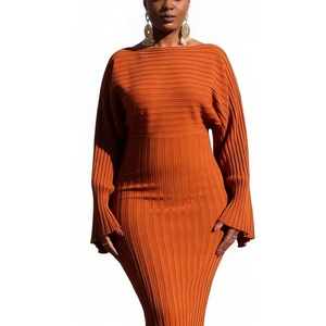 ชุดเดรสแฟชั่นผู้หญิงแขนยาวสีพื้นทรงเข้ารูปสำหรับฤดูหนาว - Product Image 3