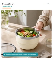 Bol isotherme en acier inoxydable de 30 oz avec couvercle hermétique, bol portable pour la conservation des aliments, bol de petit-déjeuner de bureau, bol à nouilles instantanées, bol à salade