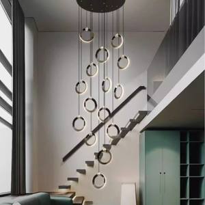 Moderne Luxus-LED-Pendelleuchte Neues Design Modischer Kronleuchter Einfache Installation Langlebig Exquisit Lange Form für Treppenhaus - Product Image 6