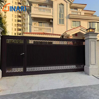 Portail coulissant moderne en aluminium avec porte piétonne intégrée pour allée de villa, portail latéral thermolaqué pour jardin