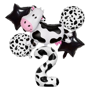 Set di 6 Palloncini in Foil MIQI a Forma di Mucca, Versione Lucida con Pentagramma, <span class=keywords><strong>40</strong></span> Pollici, Numeri 0-9 per Feste di Compleanno e Celebrazioni per Bambini - Product Image 4