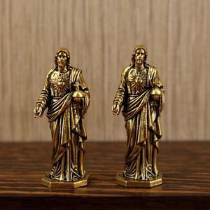 Estatua Religiosa Hecha a Mano - Virgen María en Latón Electrochapado para Decoración del Hogar - Product Image 1