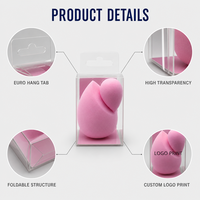 Boîtes d'emballage en plastique PET transparentes rectangulaires de petite taille, écologiques, avec logo personnalisé, pour cosmétiques, éponge de maquillage
