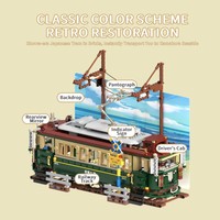 Ensemble de blocs de construction rétro japonais H1018, modèle de tramway urbain, briques MOC, jouets à assembler soi-même, jouet de collection pour adulte