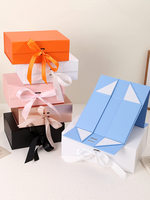 Einfarbige Minimalistische Schleifenband-Klappbox Einteilige Faltbare Geschenkbox Magnetverschluss Laminierte Oberfläche Vierfarbiger Druck