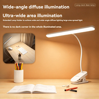 Lampe de bureau LED à clipser avec chargement USB pour étudiants, lampe de lecture pour dortoir et chambre, idéale pour le bureau, les études, etc.