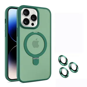 Highly Shockproof Metal Stand Lens Film Combo Stylish Phonecase