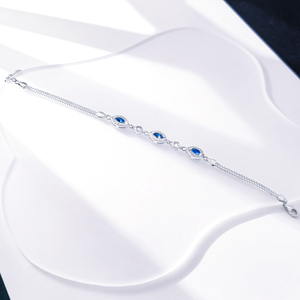 Misterioso oceano zaffiro demone Eye Design 925 braccialetto d'argento adatto per lo stile di lusso da indossare - Product Image 1
