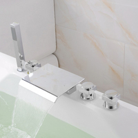 Ensemble de robinetterie de baignoire cascade Lusa Luxury en laiton à 5 trous, mitigeur moderne chaud/froid pour baignoire, avec douchette à main