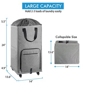 Rolling <b>Laundry</b> <b>Basket</b> <b>With</b> <b>Wheels</b> Freestanding Rolling <b>Laundry</b> Hamper Collapsible Large <b>Laundry</b> Hamper <b>With</b> Removable Base - Product Image 2