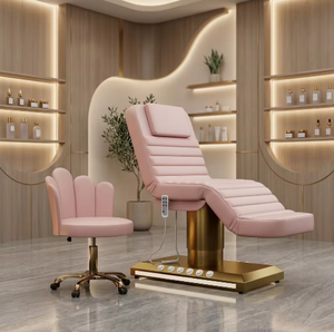 Lit de massage électrique 3 moteurs noir et or de luxe pour salon de beauté, lit cosmétique réglable pour spa, cils et soins du visage avec lampe - Product Image 1